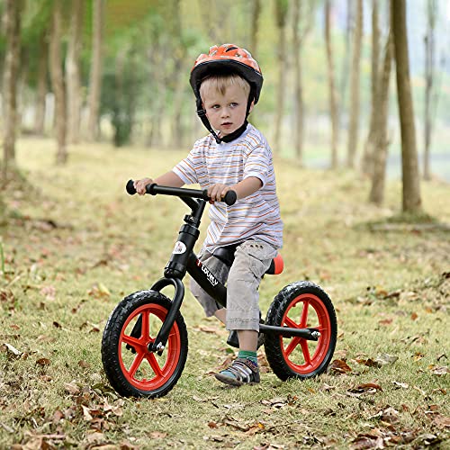 HOMCOM Bicicleta sin Pedales para Niños de +2 Años con Sillín Ajustable en Altura Neumáticos de EVA Carga Máx. 25 kg Metal 65x33x46 cm Negro