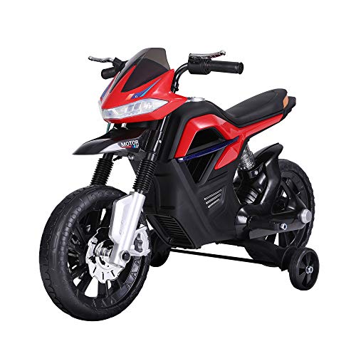 HOMCOM Moto Eléctrica para Niños 3+ años Moto de Juguete Infantil Batería 6V con Luces y Música 105x52.3x62.3cm