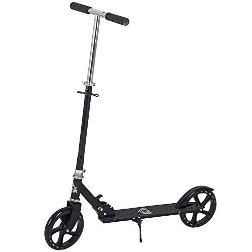 HOMCOM Patinete Plegable para Niños de +5 Años Scooter Infantil Manillar Ajustable en Altura de 4 Niveles con Freno 88x37x75-100 cm Negro