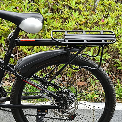 HOMCOM Portaequipajes para Bicicleta Parrilla Trasera Bicicleta de Aluminio con Reflector Rojo para Maletas Ciclismo Carga Máx. 25 kg 58x39x14,5 cm Negro