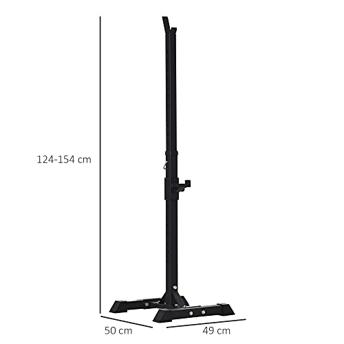 HOMCOM Soporte para Barras de Pesas Ajustable Estante de Acero para Levantamiento de Pesas Carga Máx. 150 kg Entrenamiento en Gimnasio Hogar 50x49x124-154 cm Negro