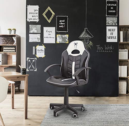 Home Heavenly®- Silla Gaming Win, Silla giratoria para niños, niñas, sillón Gamer con Ruedas ergonómico diseño Moderno, para Estudio, habitación Juvenil Escritorio, en tamaño pequeño (Blanco)