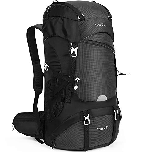 HOMIEE 50L Mochila Senderismo, Mochila de Montaña Multifuncional, Mochila al Aire Libre Impermeable, Adecuada para Trekking, Excursiones, Caminatas, Mochila de Viaje con Cubierta de Lluvia