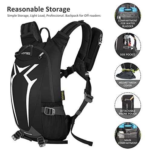 HOMIEE Mochila de Ciclismo Impermeable, Mochila para bicicleta con Cubierta de Lluvia, Unisexo Respirable Ultraligero para Excursionismo Ciclismo Alpinismo Senderismo Camping al Aire Libre(negro)