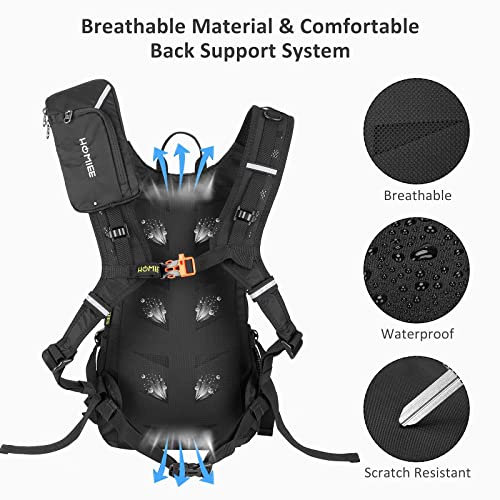 HOMIEE Mochila de Ciclismo Impermeable, Mochila para bicicleta con Cubierta de Lluvia, Unisexo Respirable Ultraligero para Excursionismo Ciclismo Alpinismo Senderismo Camping al Aire Libre(negro)