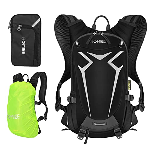 HOMIEE Mochila de Ciclismo Impermeable, Mochila para bicicleta con Cubierta de Lluvia, Unisexo Respirable Ultraligero para Excursionismo Ciclismo Alpinismo Senderismo Camping al Aire Libre(negro)