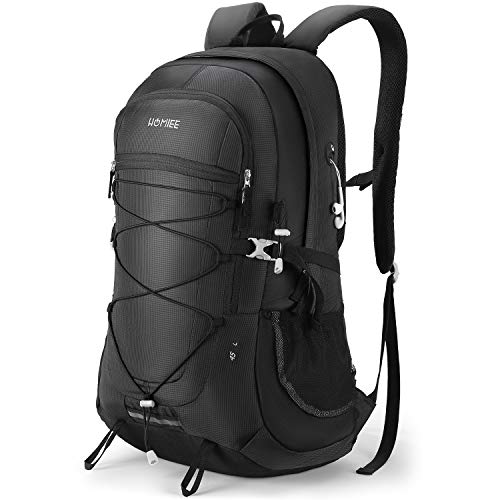 HOMIEE Mochila de Senderismo de 45L, Bolsa de Nylon para Caminatas con Bolsillo para computadora portátil, Adecuada para Caminatas, excursiones, Deportes al Aire Libre, Estilo único Impermeable(negro)