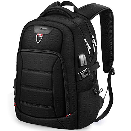 HOMIEE Mochila para Portátil 17 Pulgadas, Mochila Antirrobo con Puerto de USB, Mochila Multifuncional, Adecuada para Trabajo, Ordenador, Viajes, Negocios, Universidad, Hombre(Negro)