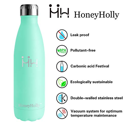 HoneyHolly Botella de Agua Acero Inoxidable 750ml, Aislamiento de Vacío de Doble Pared, Botellas de Frío/Caliente, sin BPA Botella Reutilizable para Niños, Hogar, Cocina, Café, Oficina