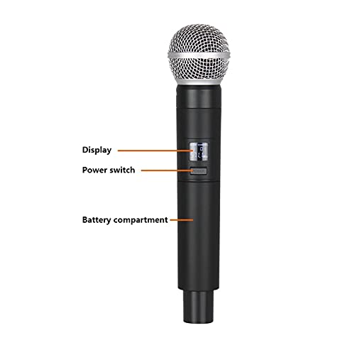 hongbanlemp Micrófono Portátil Sistema de micrófono inalámbrico Dual Profesional Karaoke Mic Cardioid Micrófono de Mano dinámico para el Partido Etapa de actuaciones Micrófono