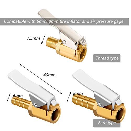 HONGECB 3 Piezas Boquillas Inflado Neumático Boquilla Inflador Abrazadera Válvula, Conector De Válvula De Inflado para Neumático De Coche, Camión y Muchos Más, Modelo de púa, 8 mm