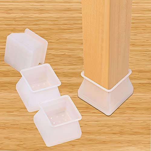 HONGECB Protectores Patas Sillas, Silla Pierna Caps, Almohadilla de Silicona para sillas, Tazas De Goma para Pies De Silla, Transparentes Silicona, Prevent Floor Scratches, 16 PCS/35-40 mm