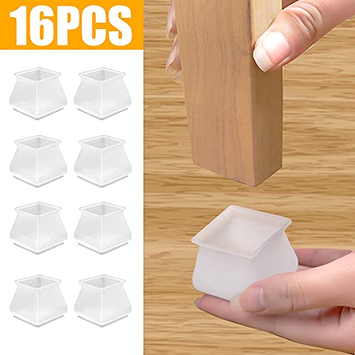 HONGECB Protectores Patas Sillas, Silla Pierna Caps, Almohadilla de Silicona para sillas, Tazas De Goma para Pies De Silla, Transparentes Silicona, Prevent Floor Scratches, 16 PCS/35-40 mm