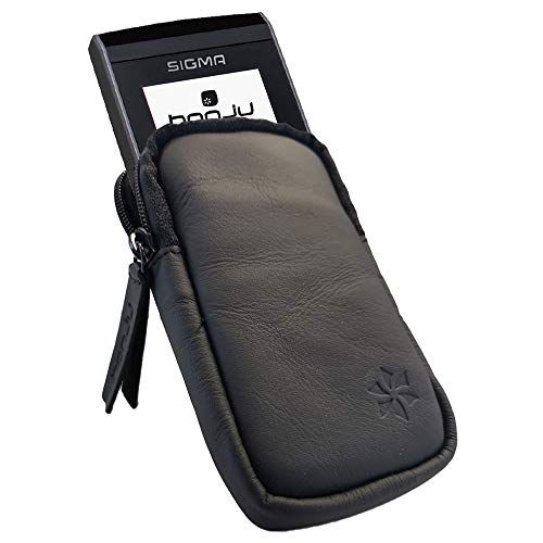 honju Funda de Piel para Bicicleta Sigma ROX 12.0 Sport GPS Computer (Protector de Pantalla, Bolsillo Interior para Llaves, protección contra arañazos y Suciedad), Color Negro