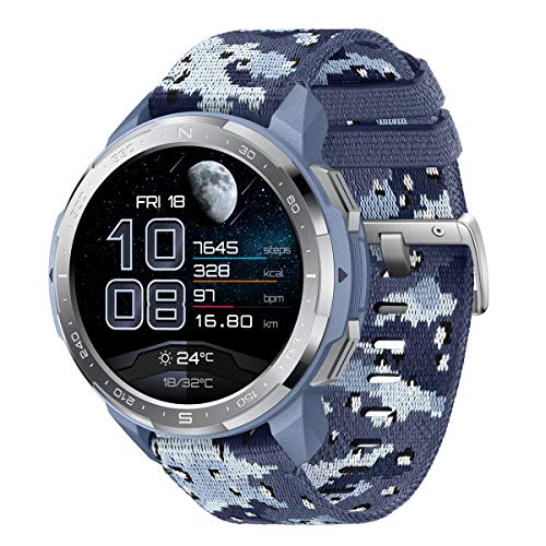 HONOR Watch GS Pro - GPS Multideporte Smartwatch con Cuerpo Resistente y Resistente, 48mm, 25-Día Batería duración, AMOLED de 1,39 Pulgadas, frecuencia cardíaca, IP68 para Hombre Mujer (Azul)