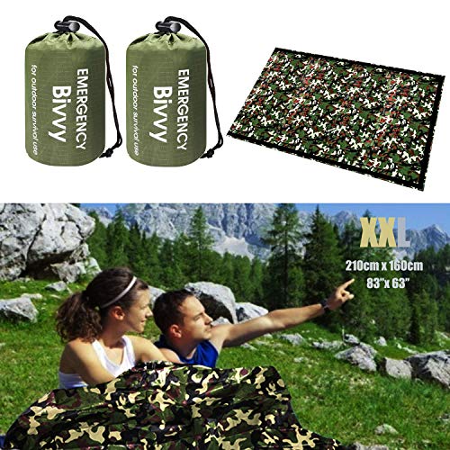 HONYAO Saco de Dormir Emergencia, Mantas Termica de Aluminio, Supervivencia Bivy para Vivac, Cámping, Excursionismo, Trekking