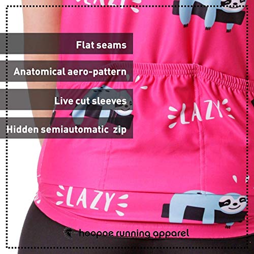 HOOPOE Maillot Rosa Lazy, Hombre, Mujer, Manga Corta, Equipación Ciclismo, Lazy Tallas (XS a XL) M