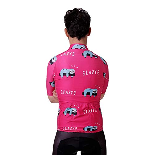 HOOPOE Maillot Rosa Lazy, Hombre, Mujer, Manga Corta, Equipación Ciclismo, Lazy Tallas (XS a XL) S