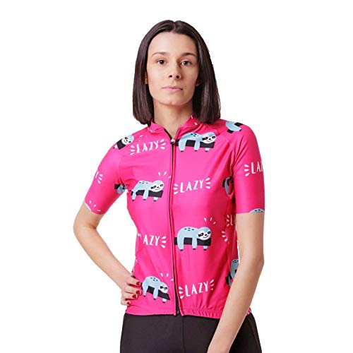 HOOPOE Maillot Rosa Lazy, Hombre, Mujer, Manga Corta, Equipación Ciclismo, Lazy Tallas (XS a XL) S