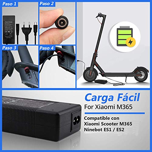 HORO.ES Cargador de Batería de Litio 42V 2A Compatible con Patinete Xiaomi Scooter M365 Ninebot ES1/ES2