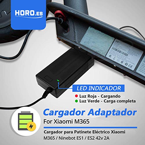 HORO.ES Cargador de Batería de Litio 42V 2A Compatible con Patinete Xiaomi Scooter M365 Ninebot ES1/ES2