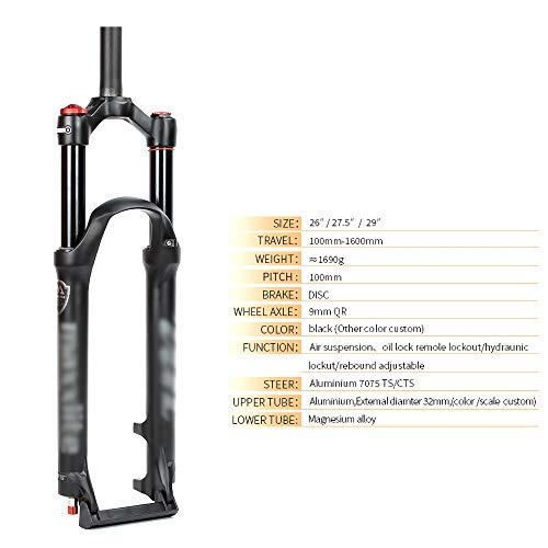 Horquilla De SuspensióN 26 27.5 29 Pulgadas Bicicleta De MontañA PresióN De Aire Horquilla Delantera AmortiguacióN Ajuste De Rebote SuspensióN Amortiguador V Freno De Disco