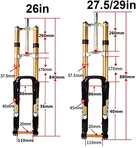 Horquilla delantera con amortiguador de descenso MTB de 27,5 y 29 pulgadas, presión de aceite de doble hombro 680DH, horquilla de suspensión de eje de cubo de 1-1/8 '', freno de disco de pilar (tip