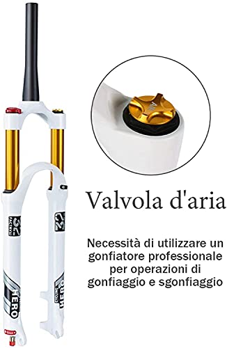 Horquilla Delantera ​MTB 26/27,5/29 Pulgadas con Ajuste Amortiguación Horquilla Neumática Aleación Aluminio Ligera 9MM Freno Disco Liberación Rápida Recorrido 120MM D,27.5