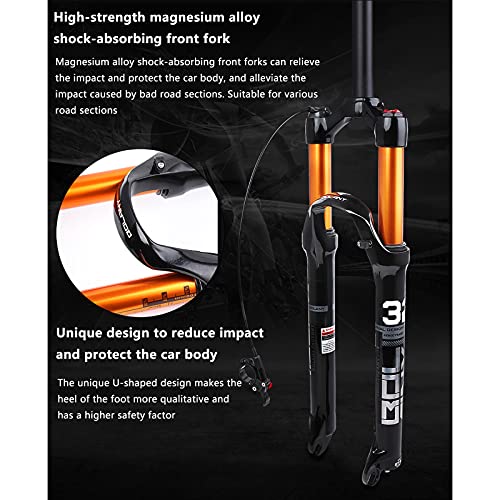 Horquilla Delantera Suspensión Bicicleta Montaña,Horquilla Delantera Neumática MTB 26/27,5/29 Pulgadas Ajuste Control Cable,Engranaje Dirección Sin Rosca 120 Mm Carrera Y 28,6 Mm,tapered tube 29"