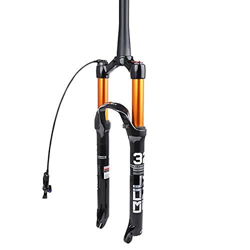 Horquilla Delantera Suspensión Bicicleta Montaña,Horquilla Delantera Neumática MTB 26/27,5/29 Pulgadas Ajuste Control Cable,Engranaje Dirección Sin Rosca 120 Mm Carrera Y 28,6 Mm,tapered tube 29"