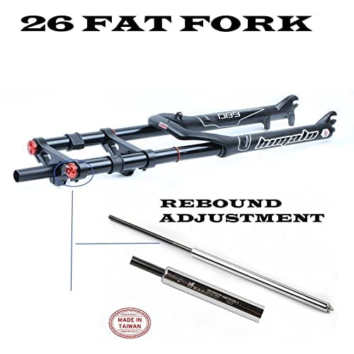 Horquilla Fat E-Bike de 26 Pulgadas para neumáticos 4.0 Fat 1-1/8 Beach Snow Bike Suspensión de Doble Hombro Horquilla neumática Ajuste de amortiguación de Freno Disc 160 mm Viaje 9 m