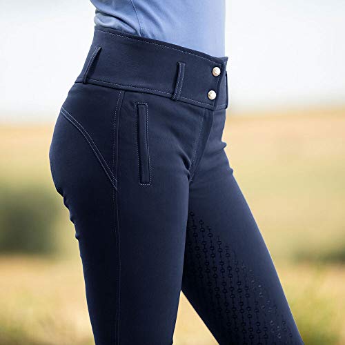 HORZE Pantalones de Montar Daniela para Mujer con Asiento Completo de Silicona para un Mejor Agarre, Cintura Alta, pantalón de equitación, Todas Las Tallas, Azul, 42