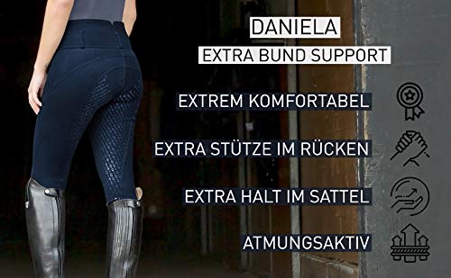 HORZE Pantalones de Montar Daniela para Mujer con Asiento Completo de Silicona para un Mejor Agarre, Cintura Alta, pantalón de equitación, Todas Las Tallas, Azul, 42