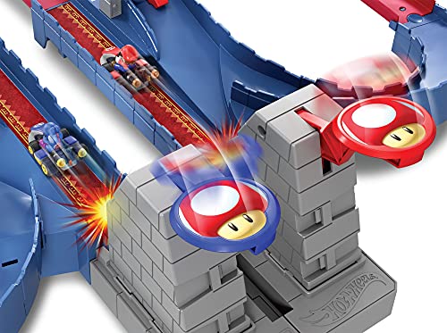 Hot Wheels Mario Kart Castillo de Bowser Pista para coches de juguete con lanzadores Mattel HFY14
