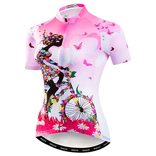 Hotlion Mujer Ciclismo Jersey manga corta bicicleta chaqueta ciclismo camisa bicicleta ropa, cf2020, Large