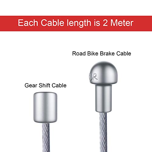 Hotop Cable de Freno de Bicicleta de Carretera Set de Alambre Cable de Engranaje y Tapas (Cable de Freno de Bicicleta de Carretera Estilo B)