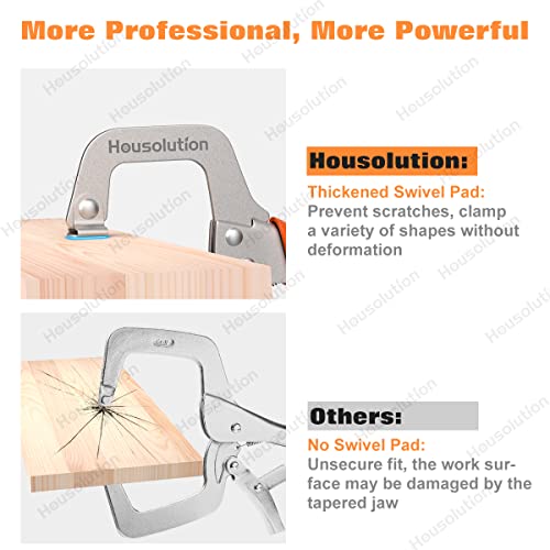 Housolution [3 PZS] Alicates de Sujeción de Acero de Alto Carbono, Abrazadera en C con Mango de Goma Antideslizante y Almohadillas Giratorias para Instala Solda y DIY, 6” 9” y 11” - Negro y Naranja