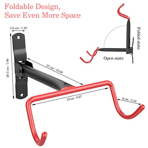 Housolution Soporte de Pared para Bicicleta Práctico, [2 PZS] Herramienta para Colgar Bicicletas de Montaje en Pared de Servicio Pesado, Ganchos de Pared de Garaje para Ahorrar Espacio – Naranja