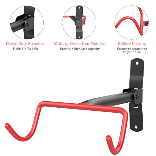 Housolution Soporte de Pared para Bicicleta Práctico, [2 PZS] Herramienta para Colgar Bicicletas de Montaje en Pared de Servicio Pesado, Ganchos de Pared de Garaje para Ahorrar Espacio – Naranja