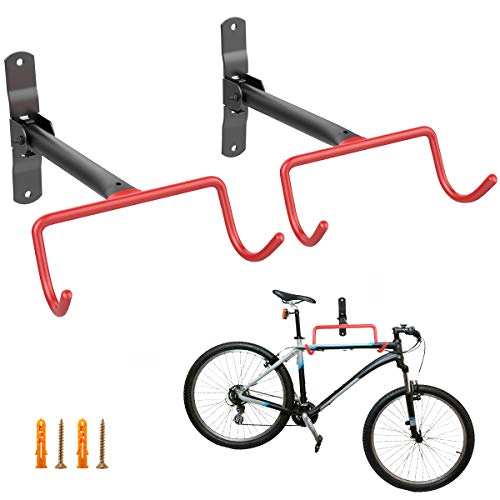 Housolution Soporte de Pared para Bicicleta Práctico, [2 PZS] Herramienta para Colgar Bicicletas de Montaje en Pared de Servicio Pesado, Ganchos de Pared de Garaje para Ahorrar Espacio – Naranja