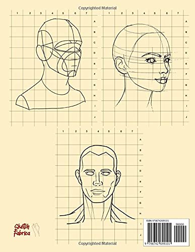 How to Draw Faces - Drawing the Head - Sketch for Beginners: Portrait Drawing- Sketch Pad for Drawing Faces- Drawings Ideas Sketches - 68 Sketches with Grid Lines for Left-Handed (How to Draw People)