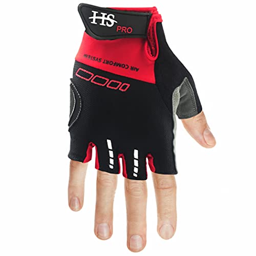 HS-PRO Guantes de ciclismo y bicicleta sin dedos a prueba de agua para ciclismo y bicicleta de montaña para hombres y mujeres (rojo, grande)