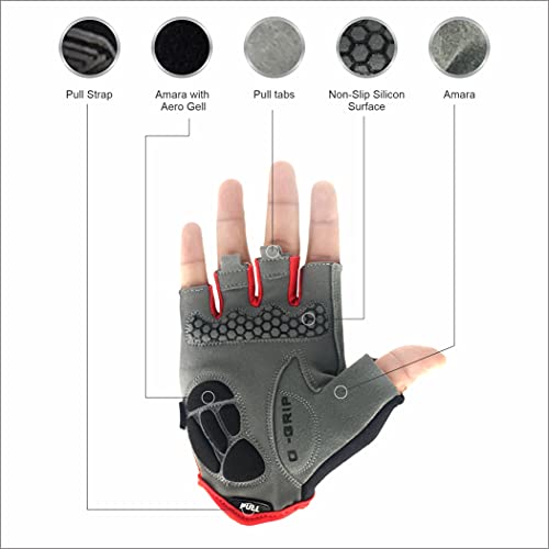 HS-PRO Guantes de ciclismo y bicicleta sin dedos a prueba de agua para ciclismo y bicicleta de montaña para hombres y mujeres (rojo, grande)