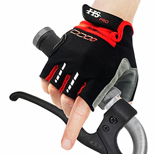 HS-PRO Guantes de ciclismo y bicicleta sin dedos a prueba de agua para ciclismo y bicicleta de montaña para hombres y mujeres (rojo, grande)