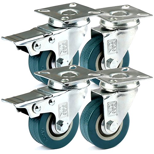 H&S Rueda giratoria de goma de servicio pesado con frenos para muebles 50mm