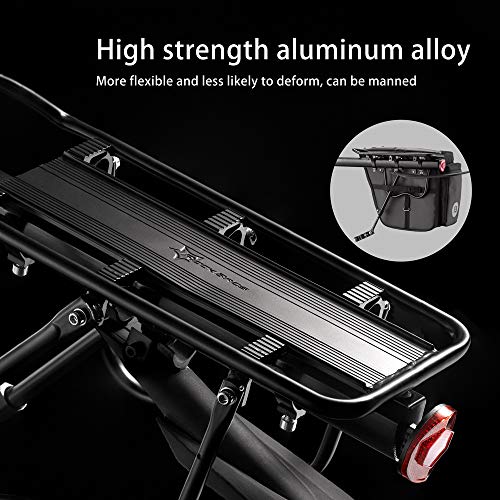 HSNMEY Aleación de aluminio durable Bicicletas trasero carga rack de liberación rápida ajustable bicicleta equipaje portador Rack Ciclismo Accesorios Negro 21x5.5 pulgadas