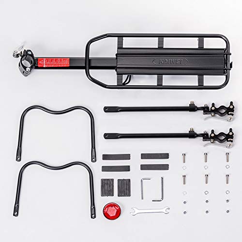 HSNMEY Aleación de aluminio durable Bicicletas trasero carga rack de liberación rápida ajustable bicicleta equipaje portador Rack Ciclismo Accesorios Negro 21x5.5 pulgadas