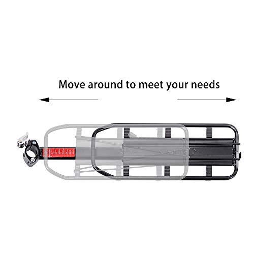 HSNMEY Aleación de aluminio durable Bicicletas trasero carga rack de liberación rápida ajustable bicicleta equipaje portador Rack Ciclismo Accesorios Negro 21x5.5 pulgadas