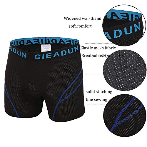 HTTOAR Culotte Ciclismo Hombre， Culotes Ciclista Calzoncillos Transpirable y de Secado Rápido Calzoncillos Bici Culotte Ciclismo Gel (Azul Negro, 3X-Large)