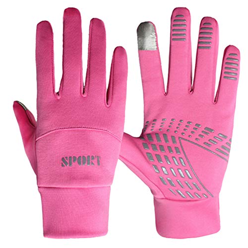 HTTOAR Guantes de Bicicleta para Mujer, Invierno, a Prueba de Viento, Antideslizante, Pantalla táctil Impermeable, Bicicleta de Ciclismo para Exteriores, Guantes para Correr (Rosa, M)